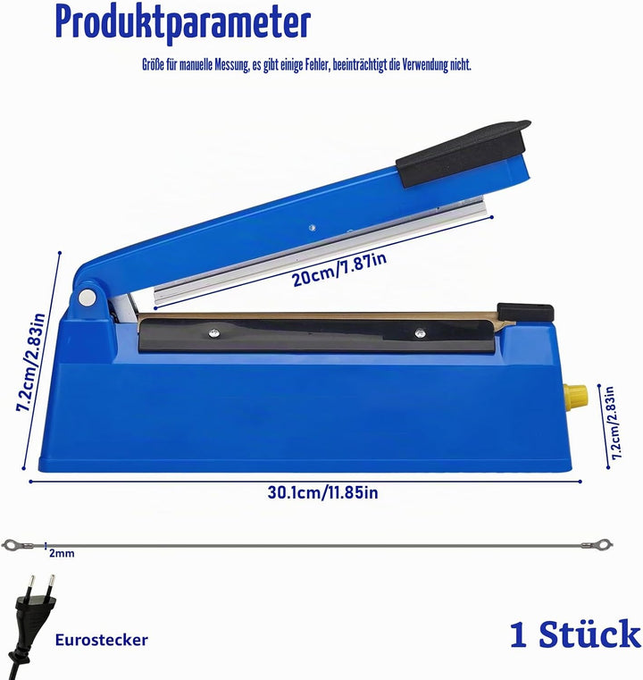 Heisssiegelgerät, 200mm Folienschweissgerät, Bag Sealer, Mini Folienschweissgerät, Plastiktüten Tüte