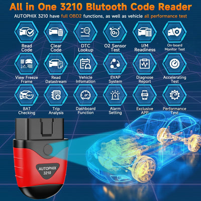 AUTOPHIX 3210 Bluetooth OBD2 Diagnosegerät für iOS & Android EOBD OBDII Auto Scanner mit Batterietes