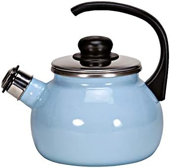 Krüger Flötenkessel Sylt 2 Liter 18 cm, Emaille, blau, 18x18x9 cm, Blau