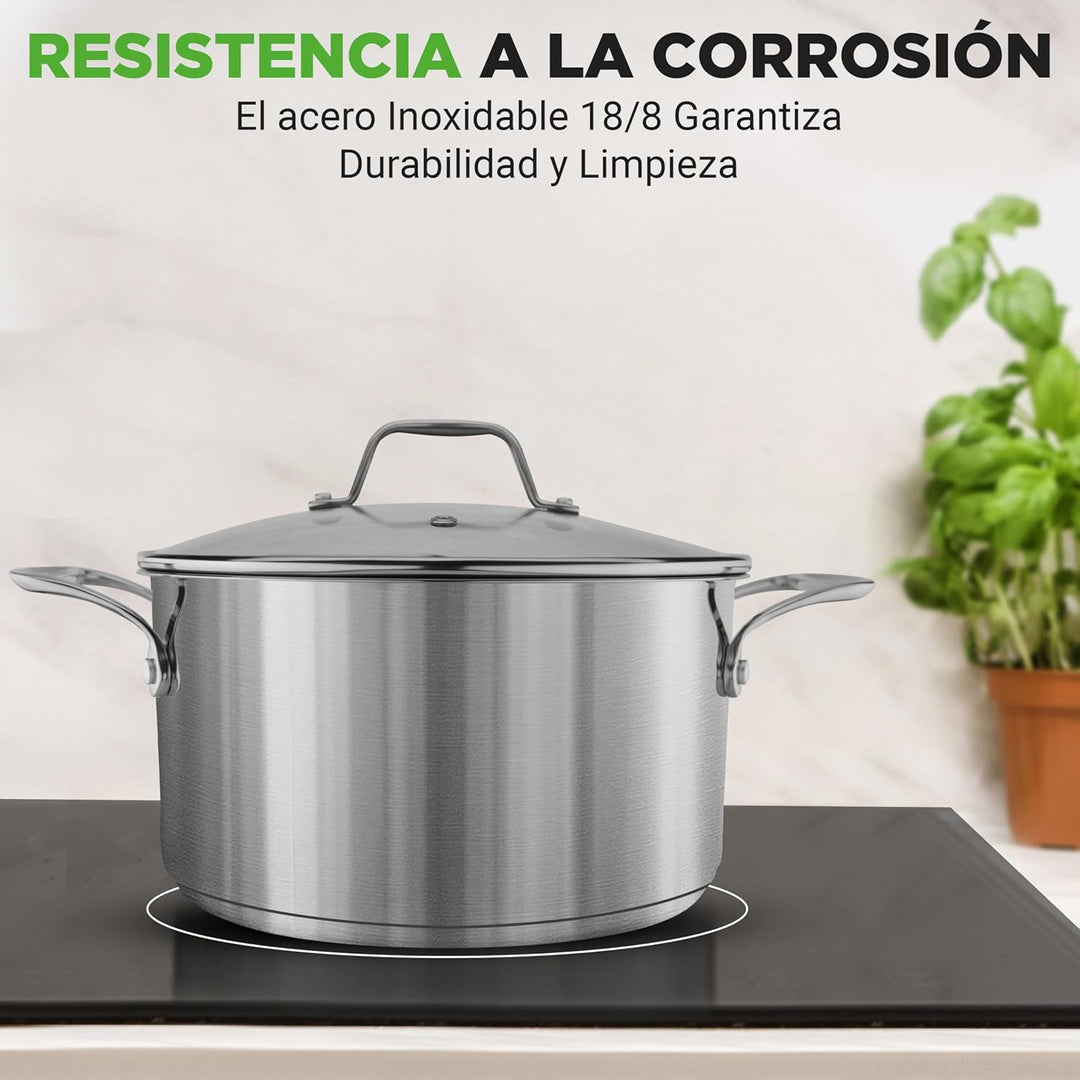 NutriChef Kochtopf Gross, 6L- Ø 35cm, Suppentopf Edelstahl Induktion für Alle Herdarten Geeignet, Ko