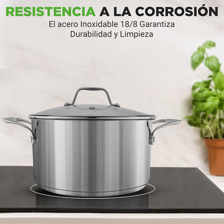 NutriChef Kochtopf Gross, 6L- Ø 35cm, Suppentopf Edelstahl Induktion für Alle Herdarten Geeignet, Ko