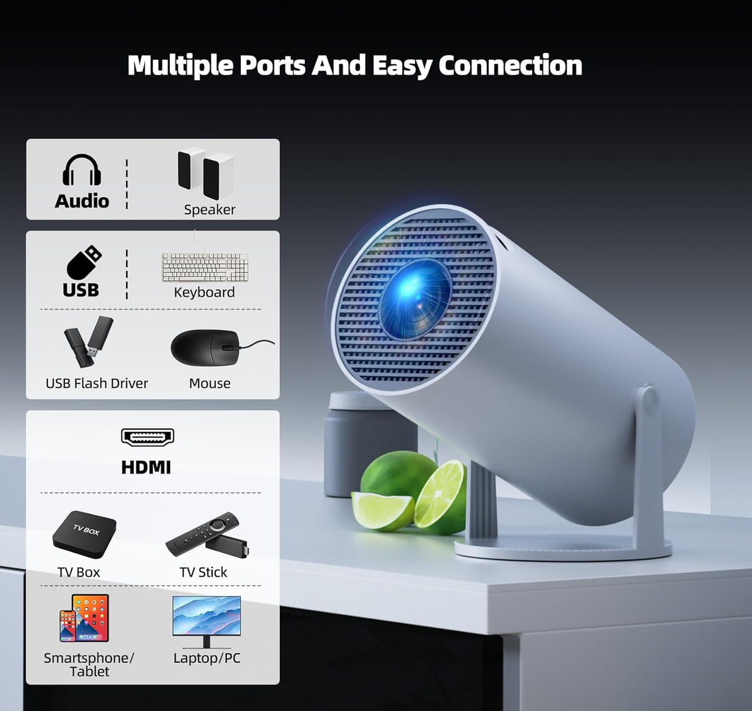 Mini Beamer 4K Projektor, Android TV 11.0 Tragbarer Projektor, Smart Projector mit WiFi 6 & Bluetoot