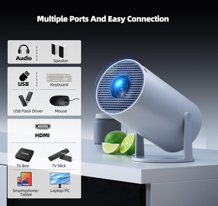 Mini Beamer 4K Projektor, Android TV 11.0 Tragbarer Projektor, Smart Projector mit WiFi 6 & Bluetoot