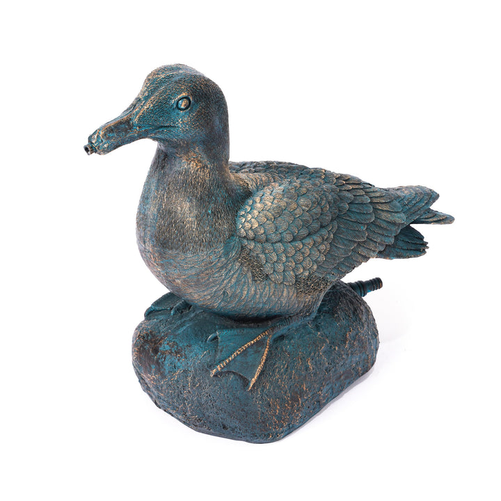 Esotec Wasserspeier-Figuren Ente Samuel, Einzelfigur mit Schlauch, Teichfigur, Brunnenfigur, Wassers