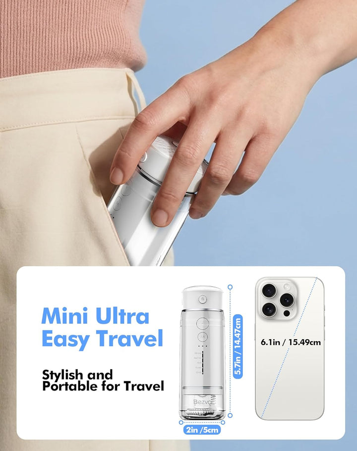 Reise Munddusche Kabellos Zahnreinigung: Oral Irrigator mit 5 Modi, 180ML Wassertank IPX7 Wasserdich
