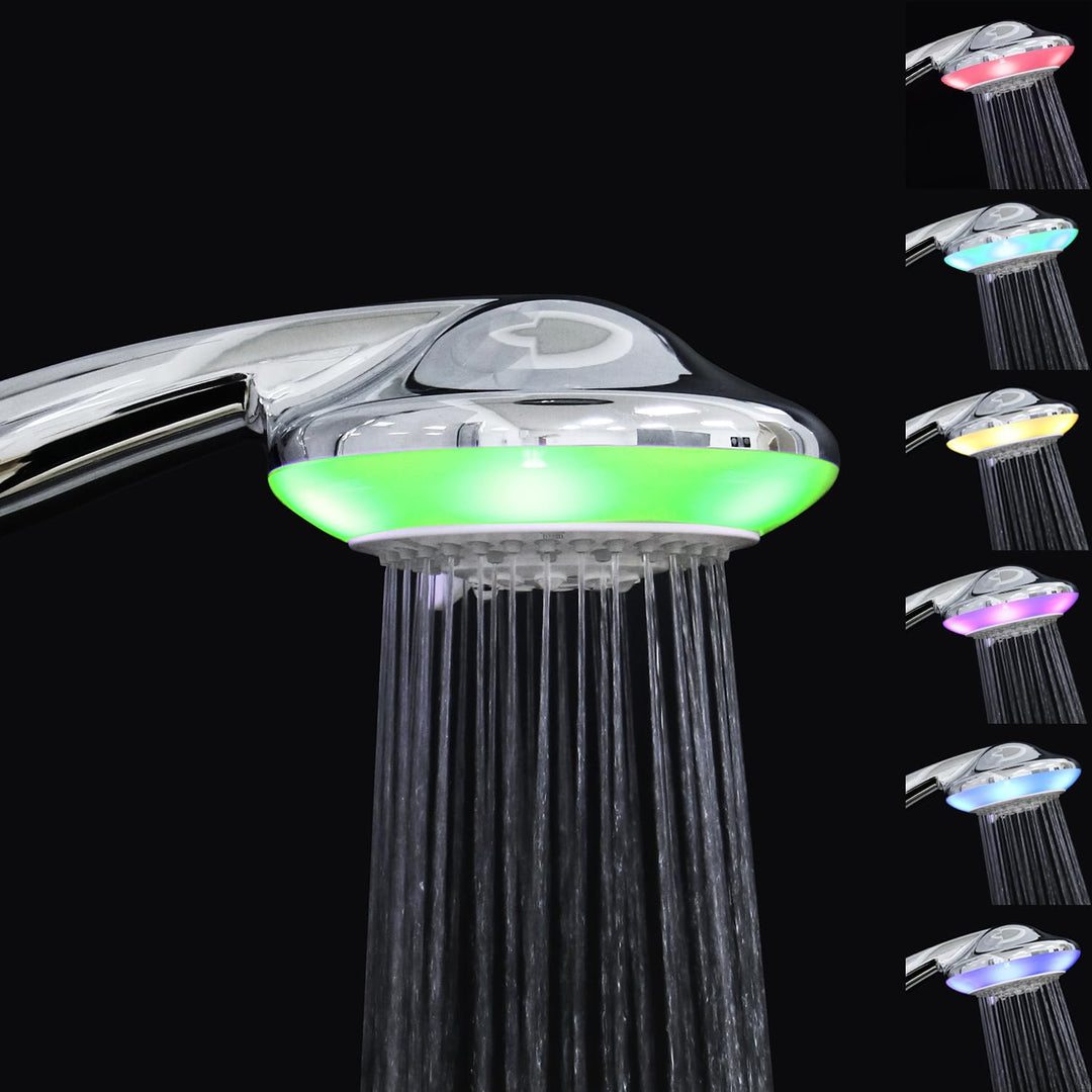 Duschkopf LED 7 Farben, Multifunktions-Handbrause Dusche LED, 12.5CM Handbrause Duschkopf mit LED Be