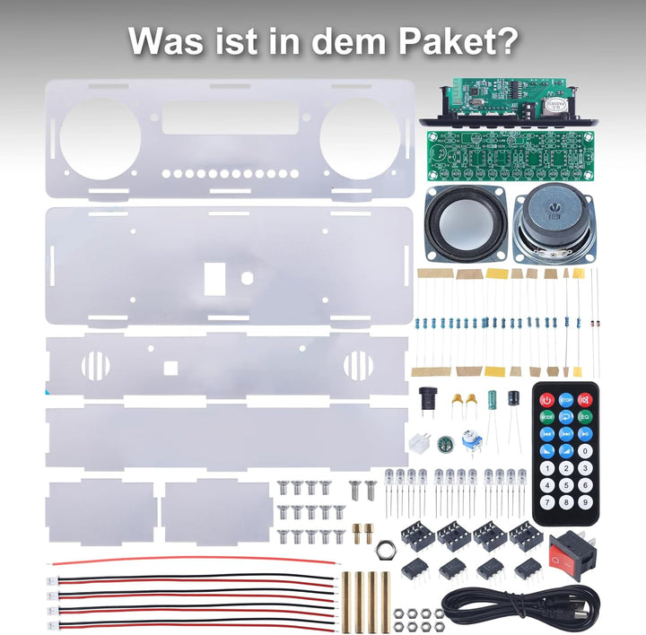 DIY Bluetooth Lautsprecher &amp; FM Radio Lötbausatz, Elektronik Lernset Bausatz mit 3W+3W Stereo-Verstä