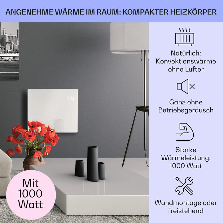 Klarstein Elektroheizung, Konvektor-Heizung mit Bodenrollen, Mobile Elektroheizung Energiesparend, S