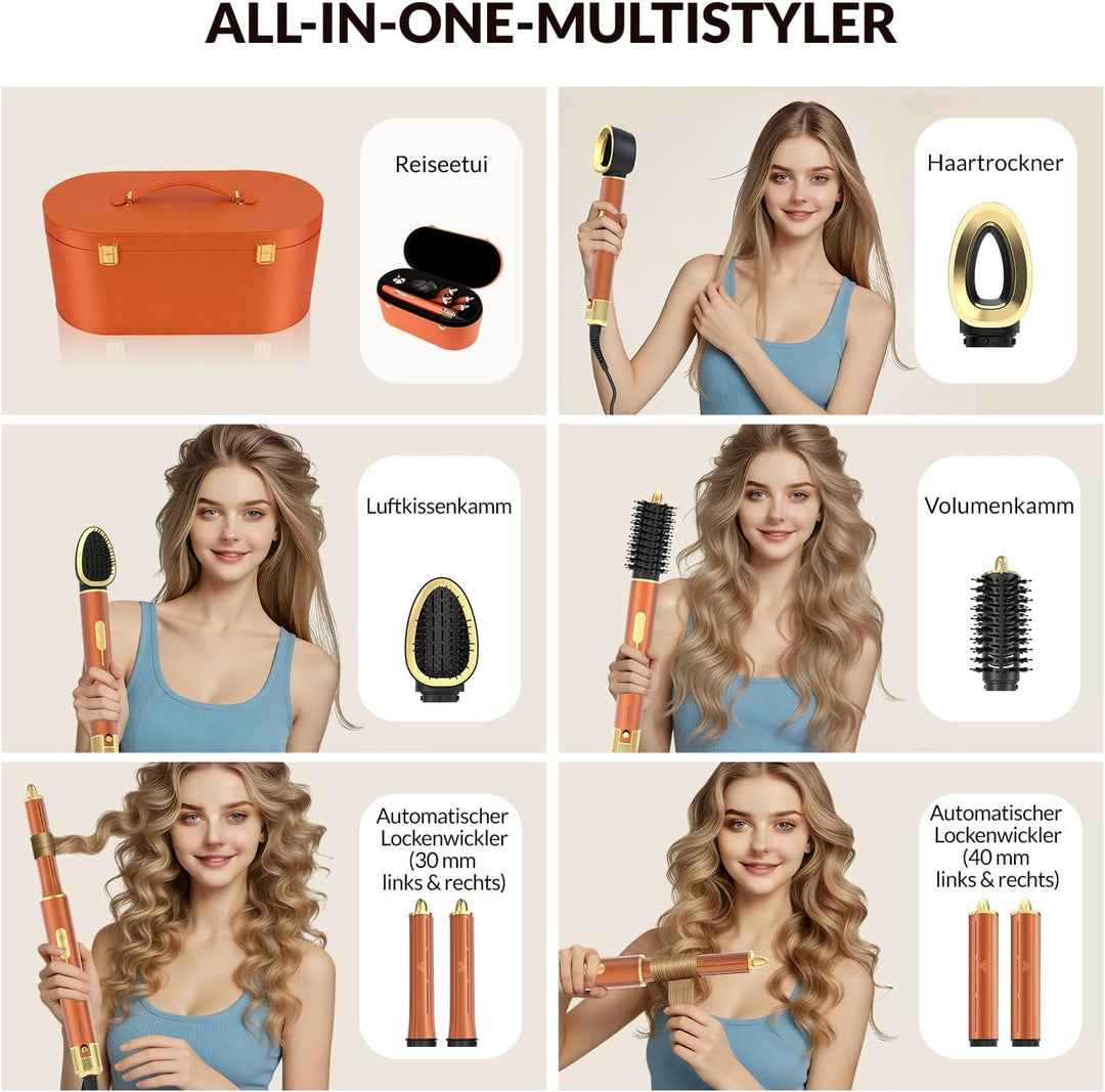 7 in 1 Hair Styler Set, Haarstyler - Airstyler, Auto-Wrap-Lockenstab und Föhnbürste Set, High Speed
