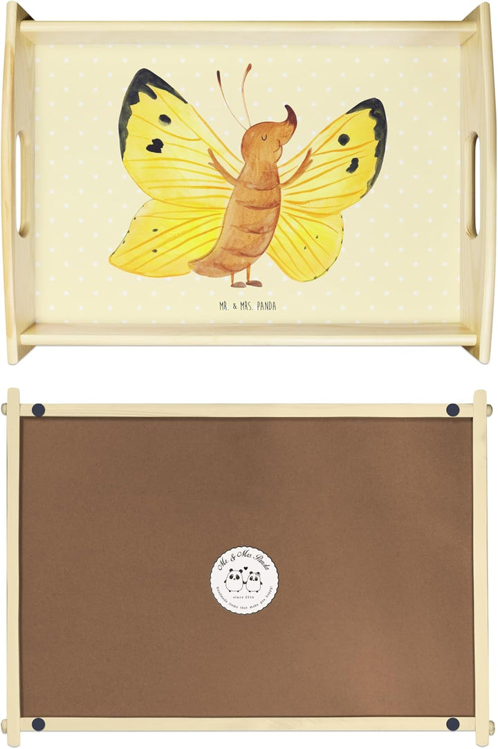 Mr. & Mrs. Panda Küchentablett Schmetterling Zitronenfalter - Geschenk, Holztablett, Fakten, Liebe,