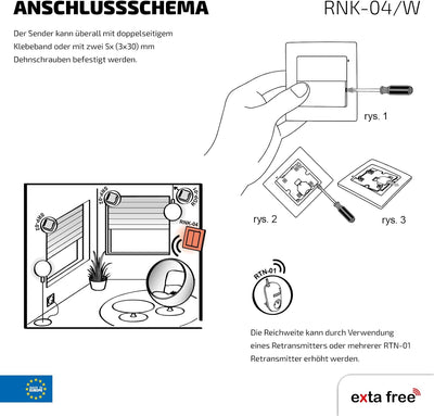 Zamel RNK-04/W Funkschalter I 2-Tasten 4-Kanal-Sender I Für Funksteuerung von Systemempfängern Kabel