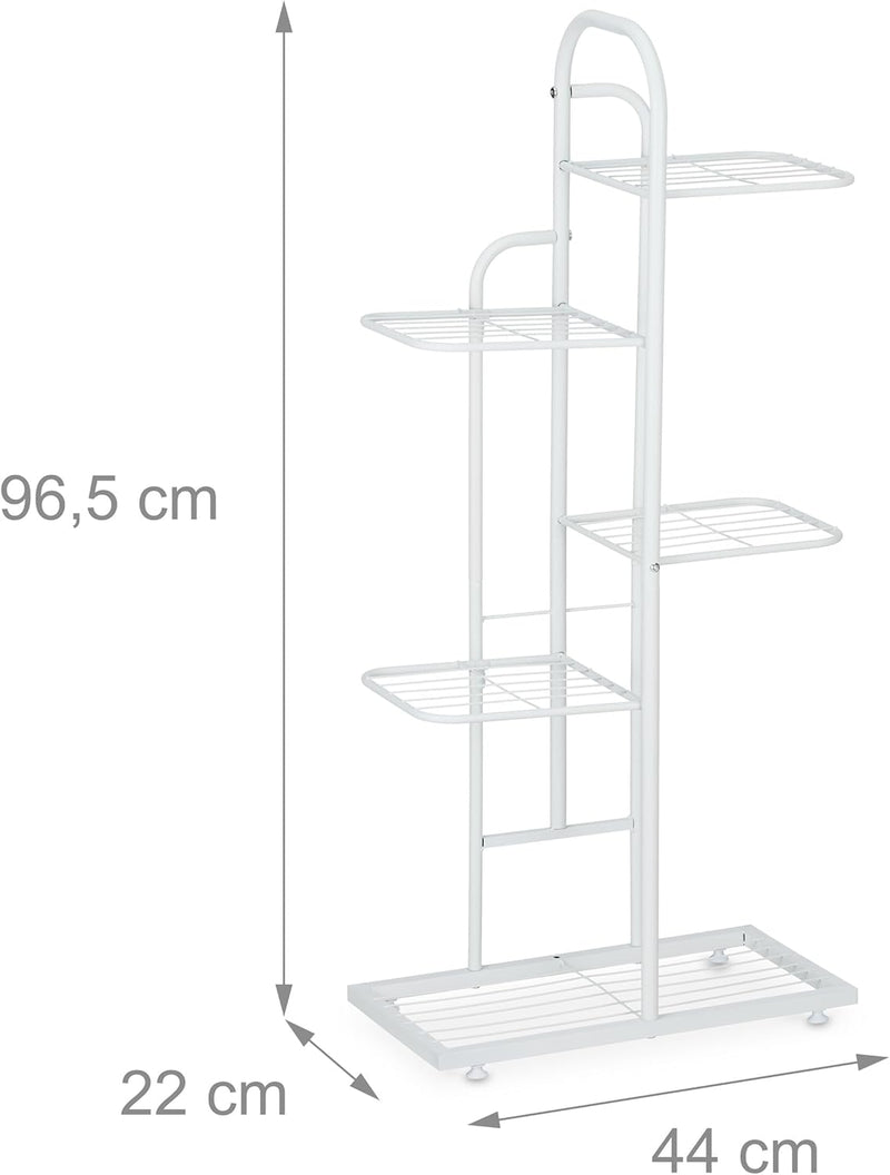 Relaxdays Pflanzenständer, 5 Ebenen, für Pflanzen, Kräuter, HBT: 96,5 x 44 x 22 cm, Stahl, Blumenreg