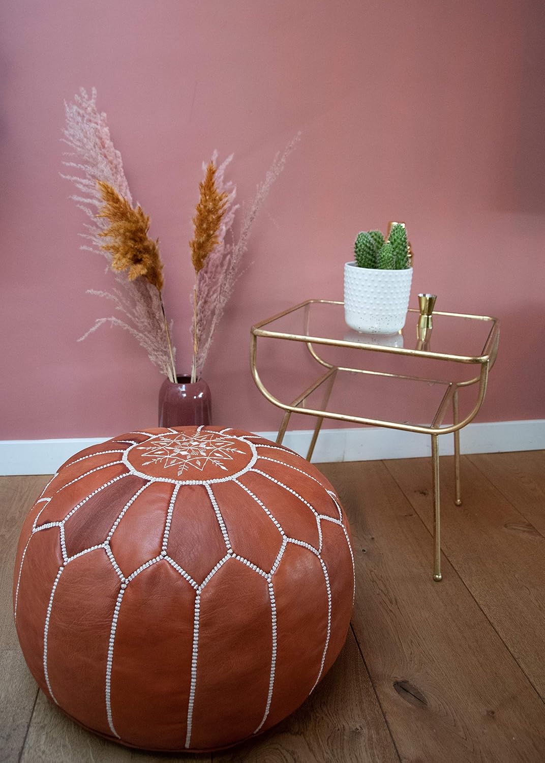 Poufs&Pillows Premium Echt Leder Pouf - Handgefertigt - Gefüllt geliefert - Ottoman, Sitzsack, Fussh
