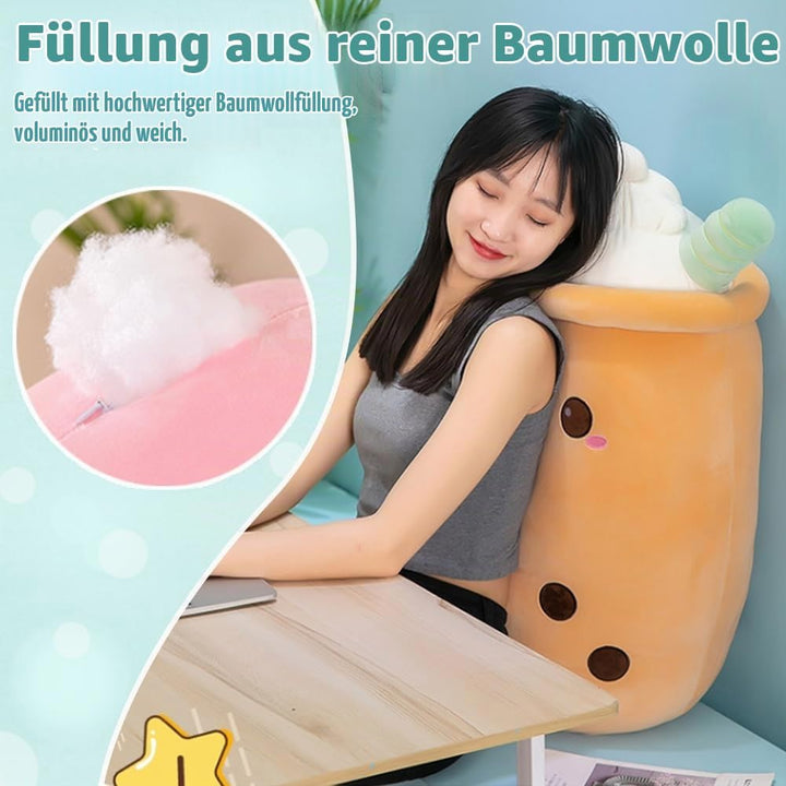 Bubble Tea Kuscheltier PlüSchtier XXL SüssE Kissen, Kawaii Bubble Tea Cup Plushie Stofftier Boba Tee