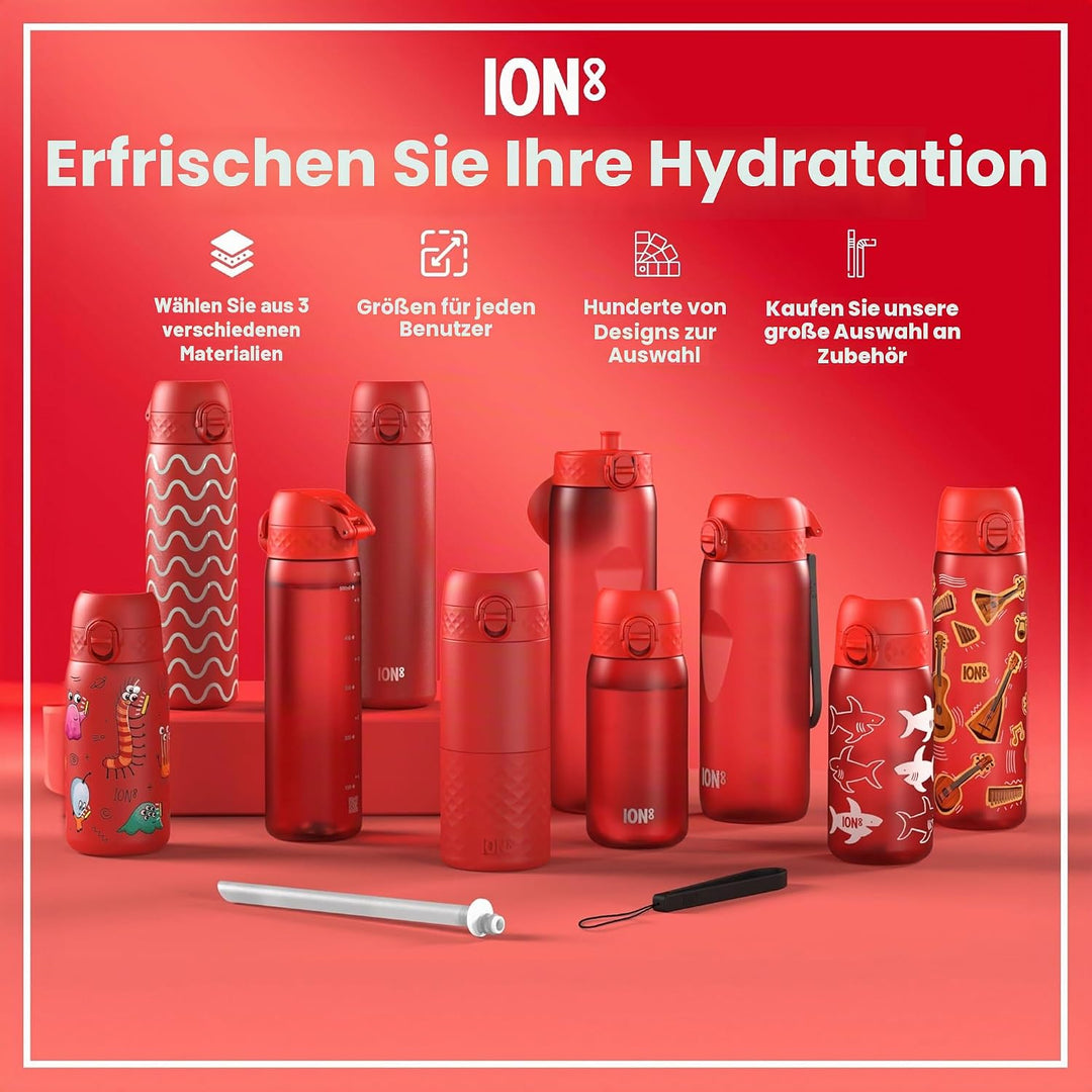 Ion8 1 Liter Edelstahl Trinkflasche, Auslaufsicher, Einhandöffnung, Sichere Verriegelung, Spülmaschi