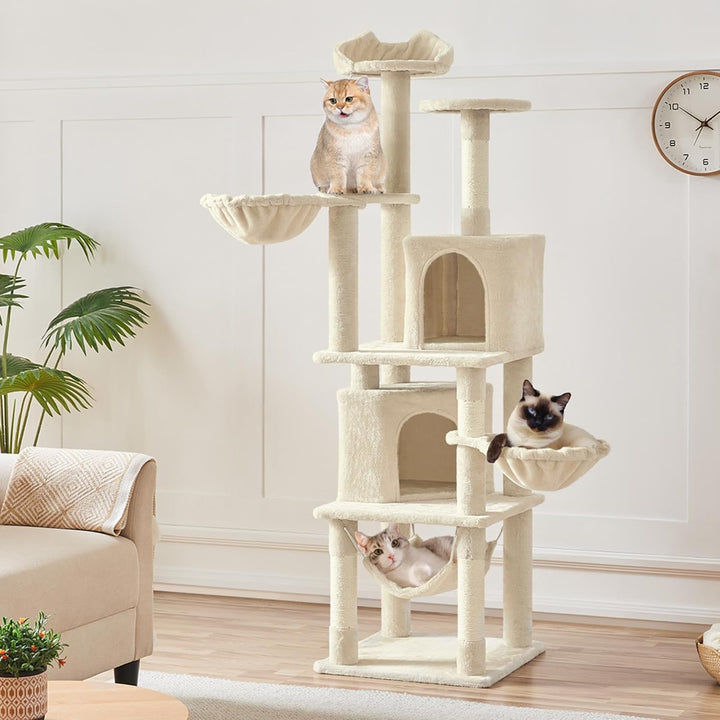 Yaheetech Katzenkratzbaum 175 cm deckenhoch Kratzbaum für Katzen, Stabil Kletterbaum mit Sisal-Kratz