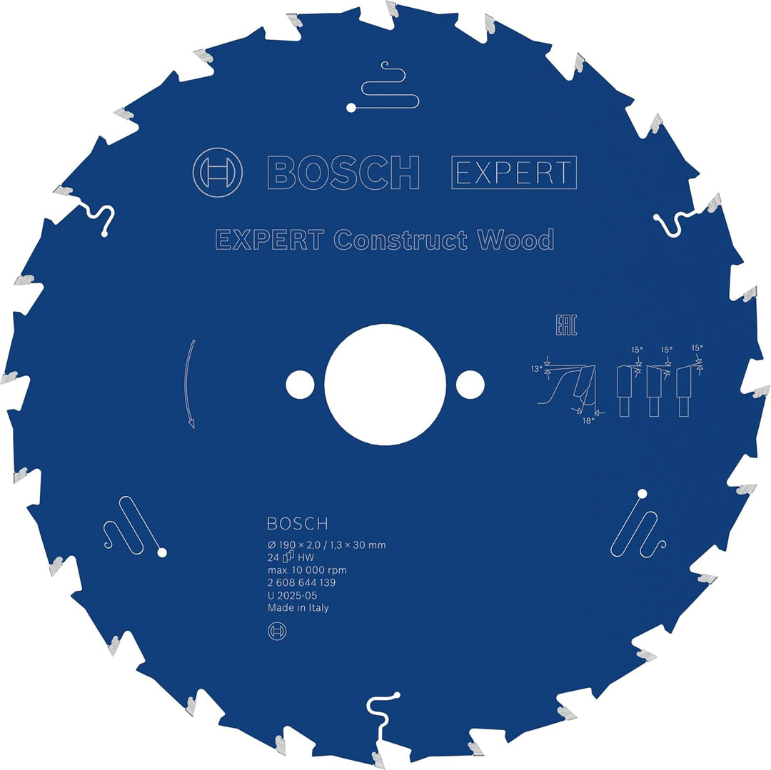 Bosch Professional 1x Kreissägeblatt Expert for Construct Wood (Holz, Sägeblatt Ø 190 x 30 x 2 mm, 2