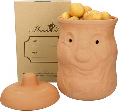 MamboCat Kartoffeltopf Terracotta Kartoffel-Behälter für ca 1500g Kartoffeln I Lustige Kartoffel-Auf