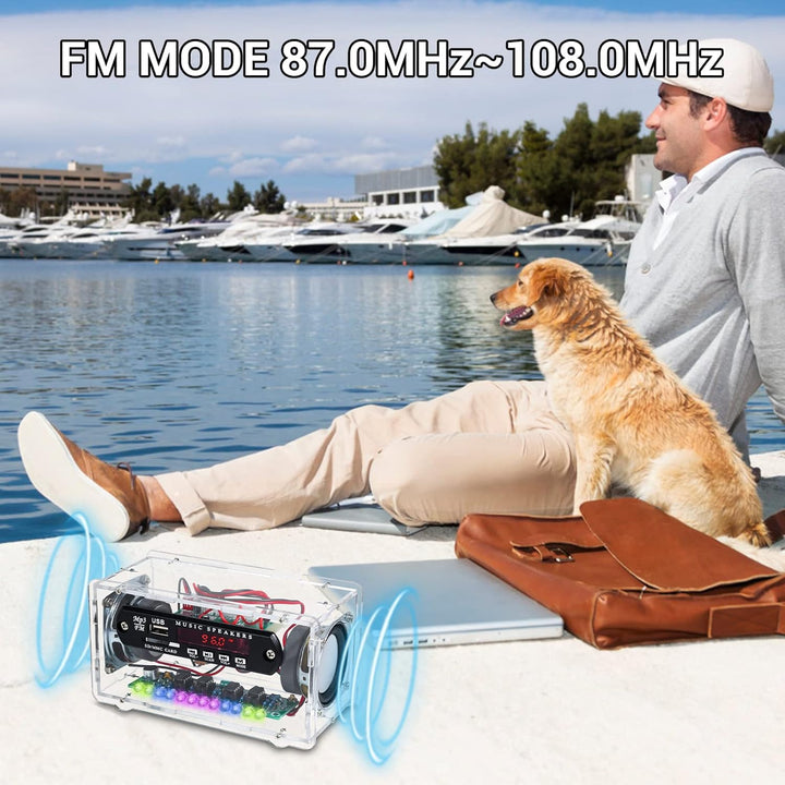 Elektronik Löt Bausatz Radio FM Bluetooth-Lautsprecherkit Erwachsene, 3W+3W Musikspieler mit LED Kla