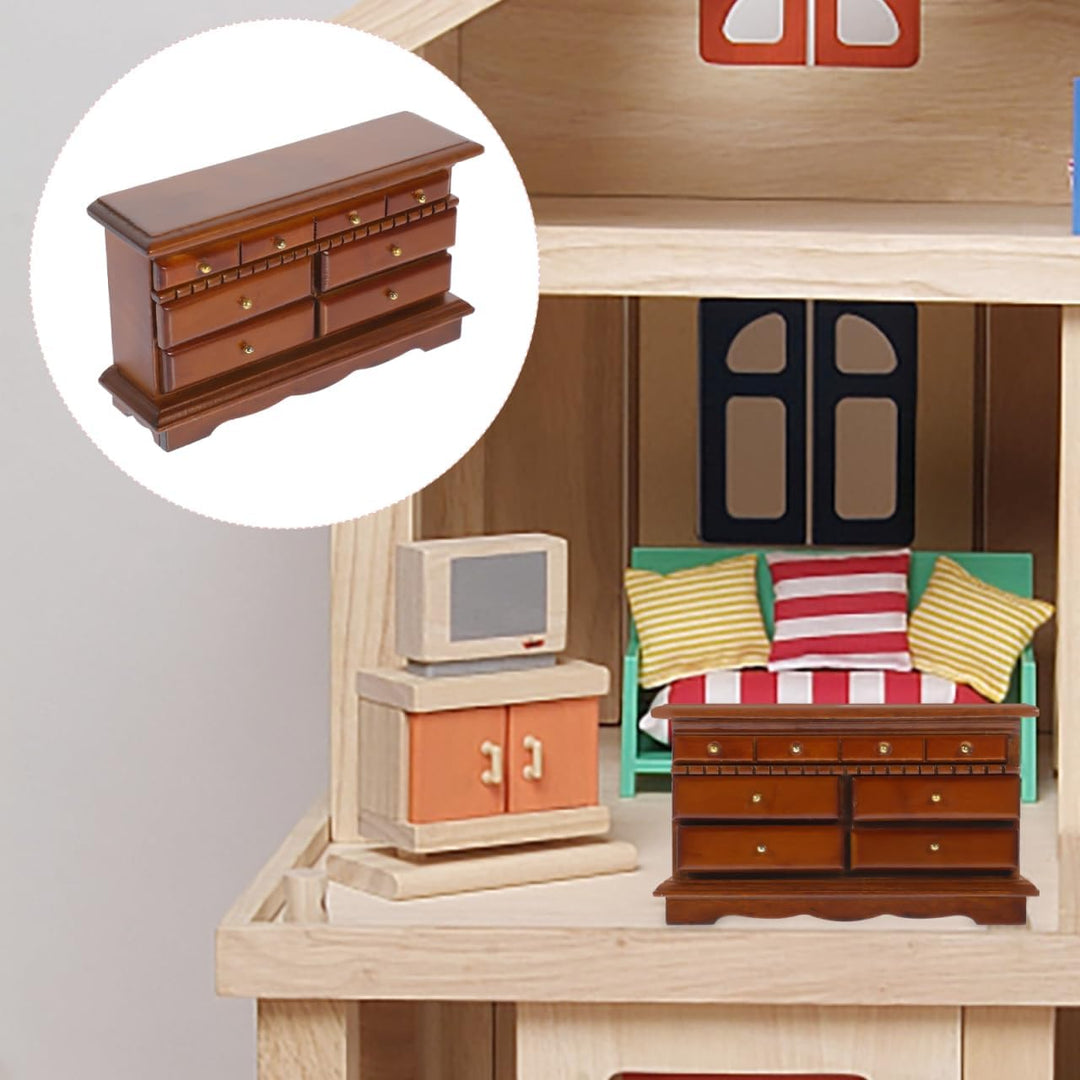 TOYANDONA Mini Möbel Tv-Schrank Holz Puppenhaus Zubehör Kommode Nachttisch 1:12 Massstab DIY Miniatu