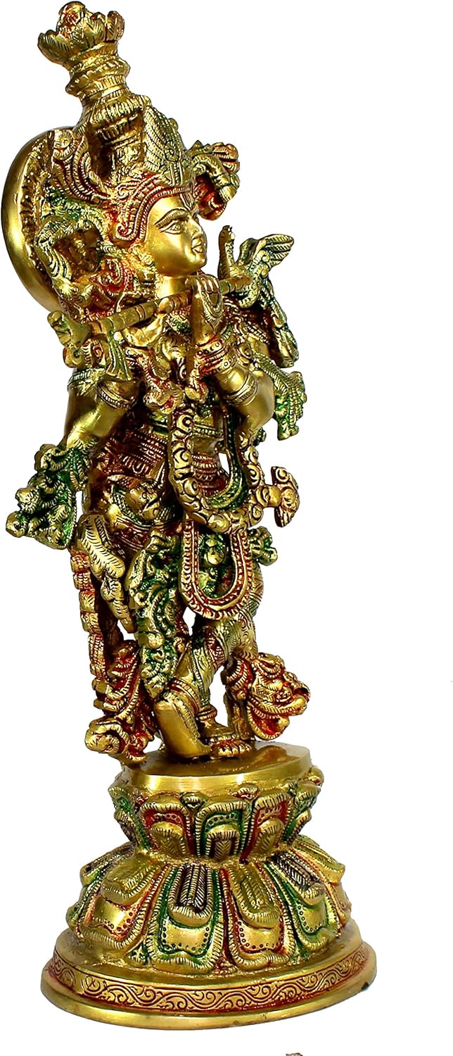 eSplanade - Messing Krishna - mittlere Grösse - Messing Kishan Krishna Murti Idol Statue Skulptur (1