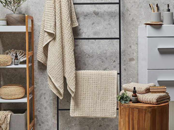 Frottee Badehandtuch 4er Set Baumwolle beige verschiedene Grössen Atai