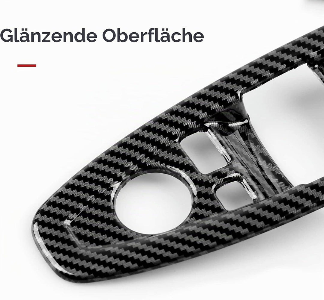 4PCS Auto Fenster Schalter Abdeckung Cover Carbon Fiber Aufkleber ABS Fenstersteuerungsschalter komp