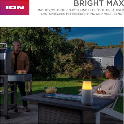 ION Audio Bright Max – Tragbarer, wasserfester 360° Bluetooth-Lautsprecher mit Beleuchtung, atmosphä