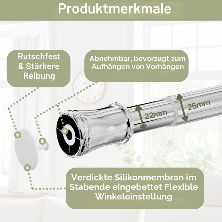 Gardinenstange ohne Bohren und Schrauben Teleskopstange Duschvorhangstange zum Einklemmen Vorhangsta
