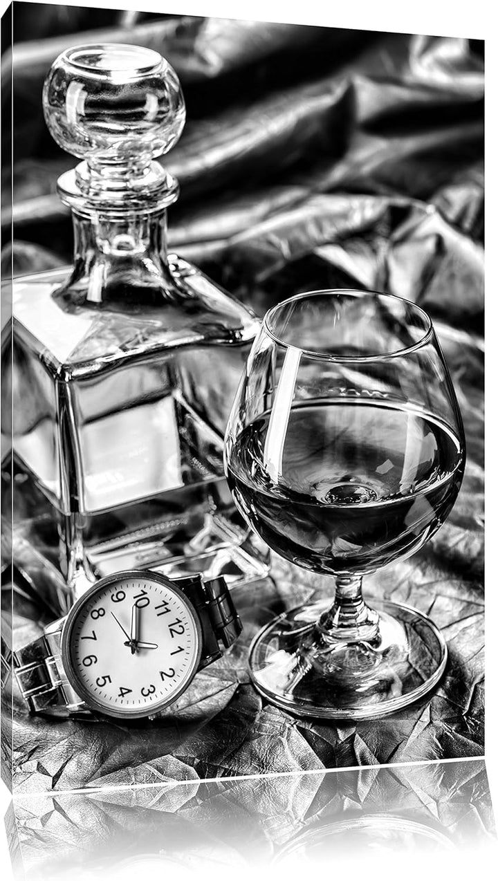 Pixxprint Man Things Whiskey als Leinwandbild/Grösse: 100x70 cm/Wandbild/Kunstdruck/fertig bespannt,