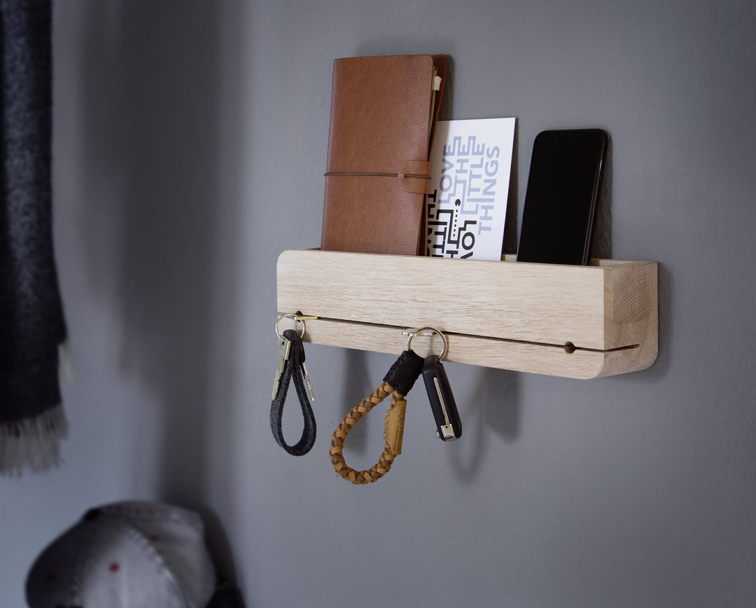 Natuhr Schlüsselbrett Ablage Holz Schlüsselhalter Schlüsselleiste (Eiche