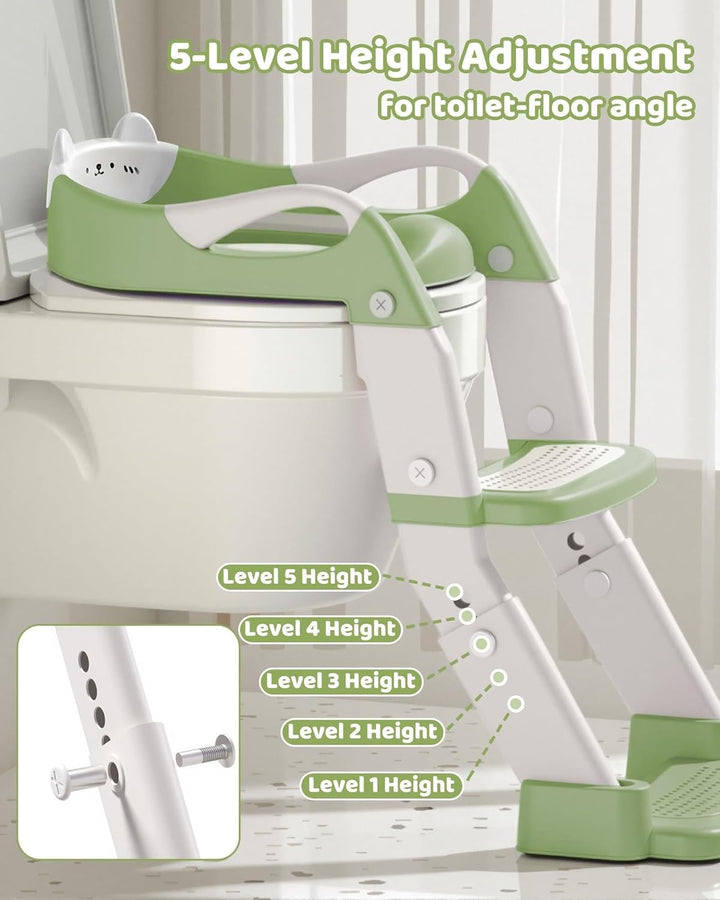 Toilettensitz Kinder mit Treppe, 3 in 1 Klappbarer Toilettenleiter für Kinder, Rutschfest und Wasser