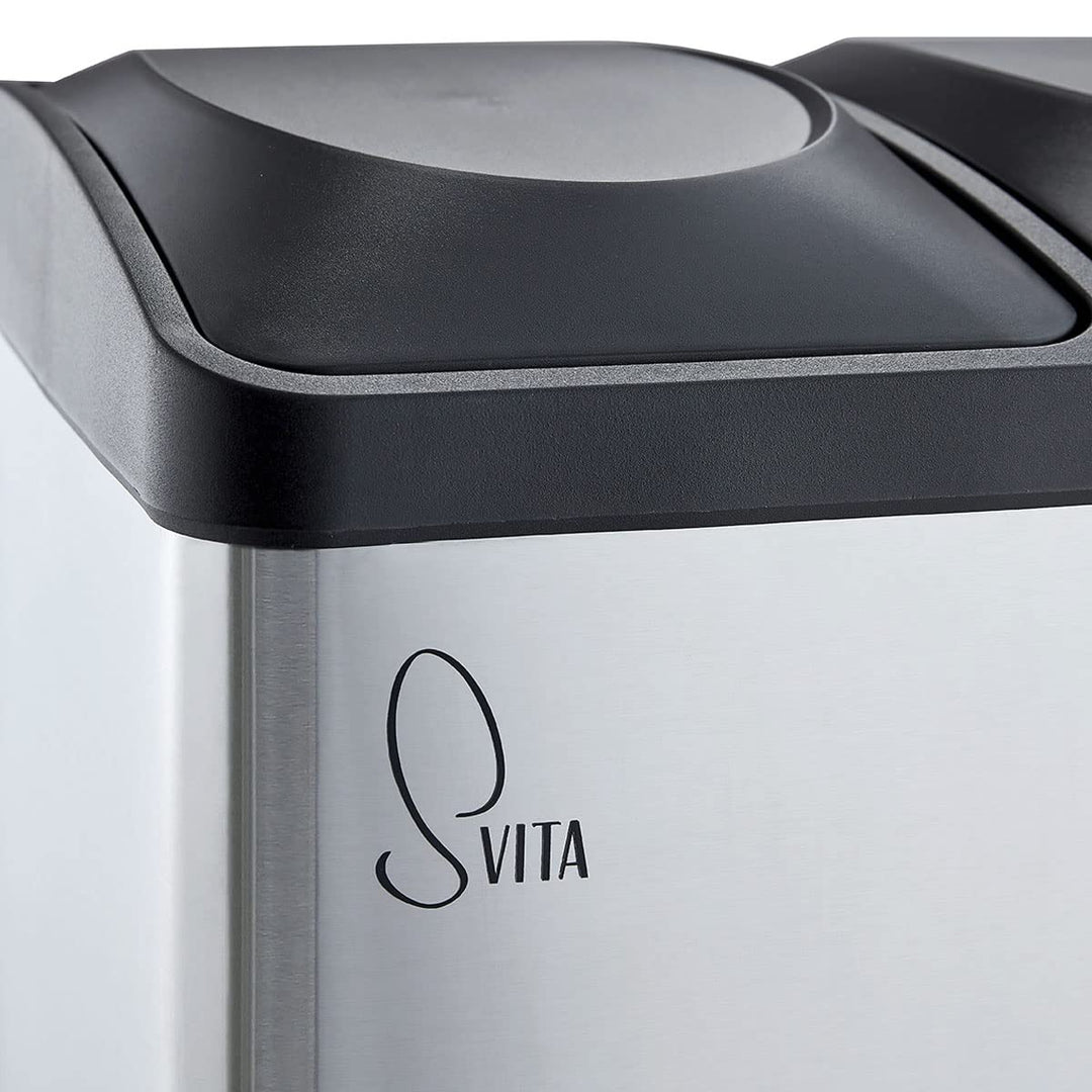 SVITA TC2X20 Küchen-Eimer 40Liter 2x20L Edelstahl doppelt Abfalleimer 2er-Mülleimer Mülltrennung