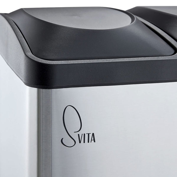SVITA TC2X20 Küchen-Eimer 40Liter 2x20L Edelstahl doppelt Abfalleimer 2er-Mülleimer Mülltrennung
