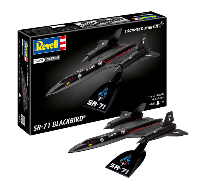 Revell Easy-Click Modellbausatz SR-71 Blackbird I Legendäres USAF-Spionageflugzeug 1:144 I Detailrei