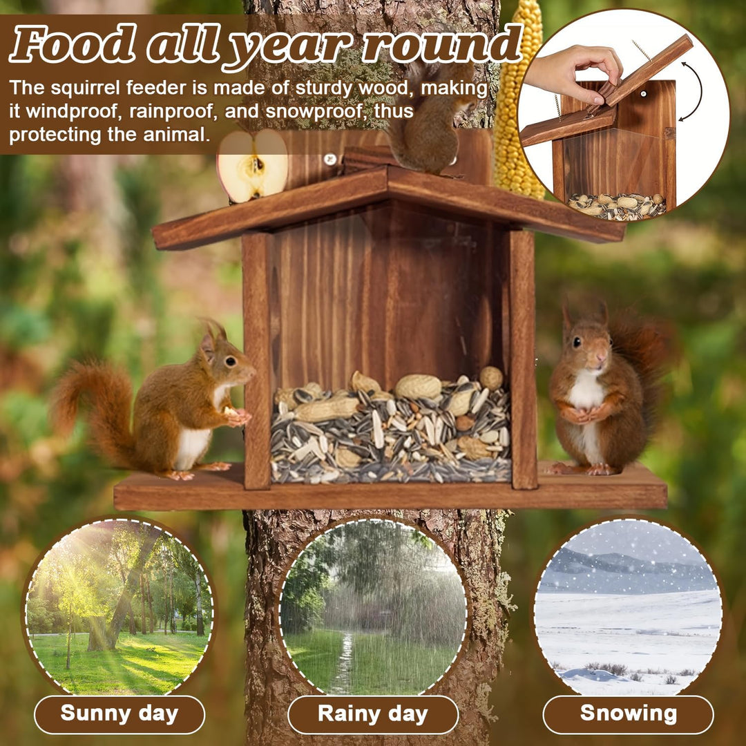 Eichhörnchen Futterhaus Wetterfest, Eichhörnchenhaus, Eichhörnchen Futterhaus aus Holz, Futterstatio