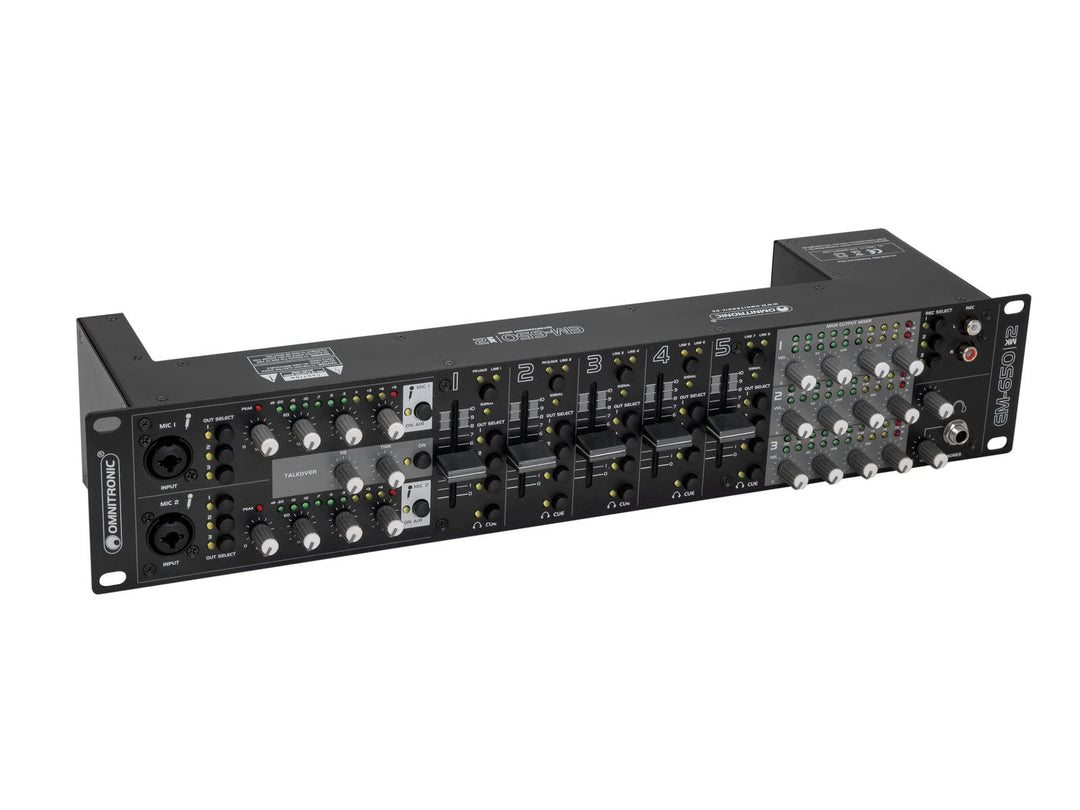 OMNITRONIC EM-650B MK2 Entertainment-Mixer | Multifunktionaler 5+2-Kanal-Mixer mit 3 Zonen, Schwarz