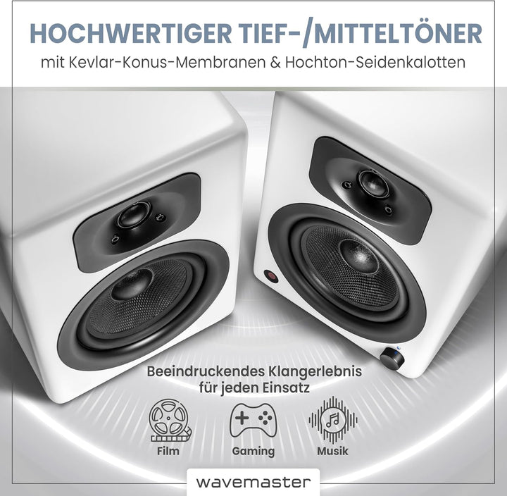 wavemaster TWO NEO soft white – Regallautsprecher-System (60 Watt) mit Bluetooth-Streaming, digitale