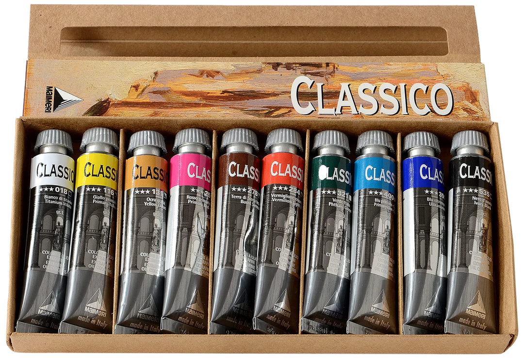 MAIMERI Classico, Künstler Ölfarbe, Kartonetui, Set, sortierte Farben, 10Stk - M0398100