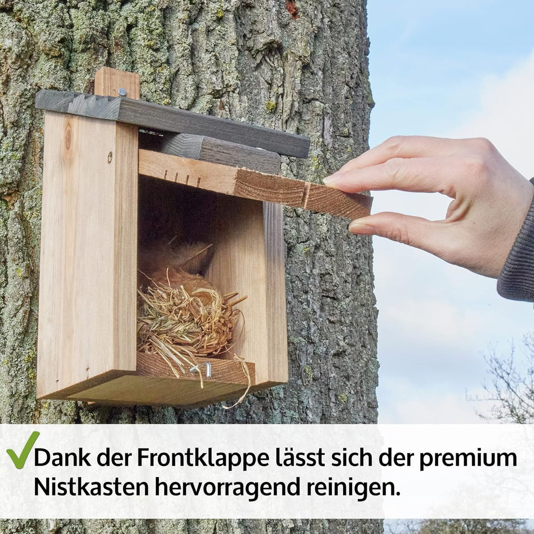 Zooprinz Nistkasten für Wildvögel – Massiv- Holz Vogelhäuschen mit sicherem Schutz gegen Nesträuber