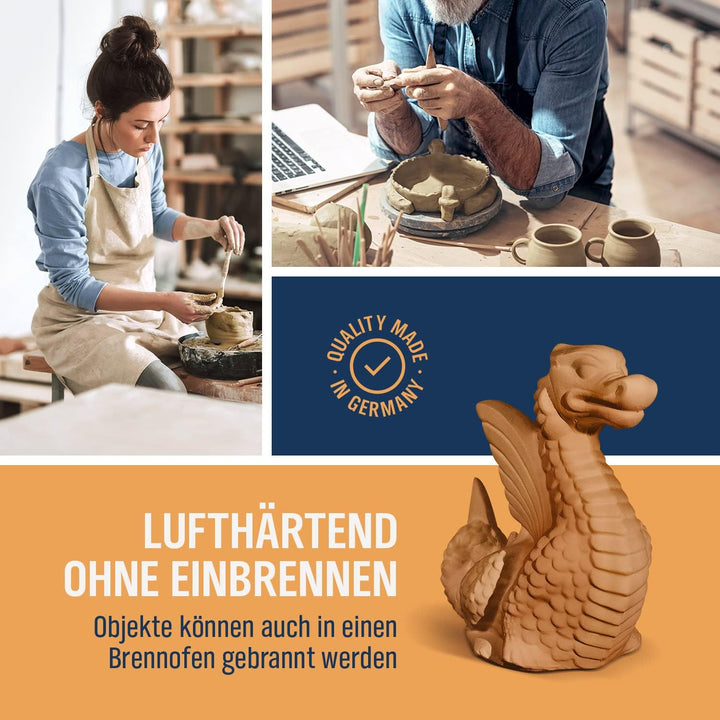 Töpferton 10kg rot lufttrocknend weich & geschmeidig - zum Modellieren & Töpfern für Kinder, 10kg