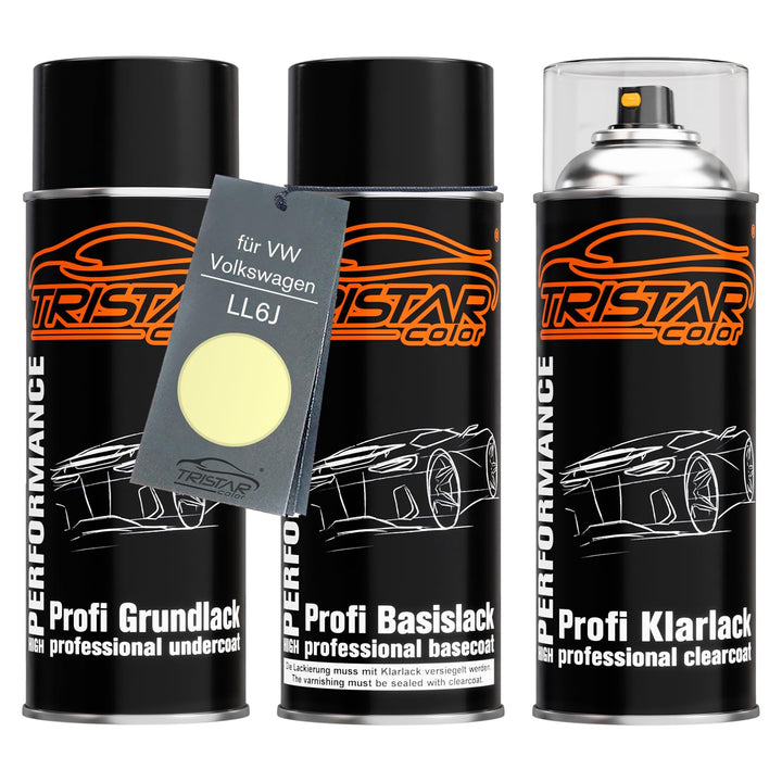 TRISTARcolor Autolack Spraydosen Set für VW/Volkswagen LL6J Limette Grundlack Basislack Klarlack Spr