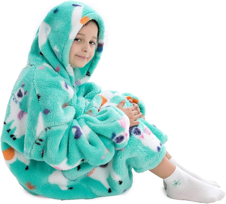 Ruiuzioong Kinder Übergrosse Kapuzenpullover,Super Weich Warmes Bequeme Tragbare Decken Sweatshirt f