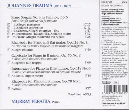 Klaviersonate 3 / RhapsodienOp. 79, 1 und 119, 4, Audio-CD