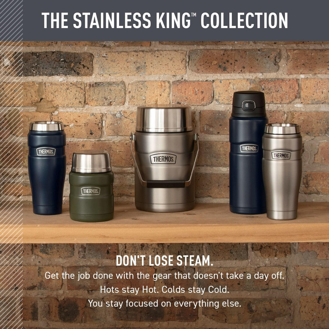 Thermos Stainless King 24 Ounce Drink Bottle, Matte Black, Matte Black