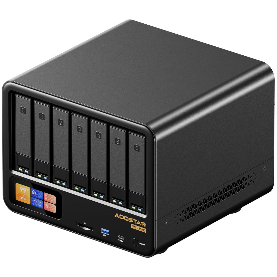 AOOSTAR WTR MAX 11 Bay Desktop NAS Mini PC, NAS Server Ryzen 7 PRO 8845HS Kein RAM Keine SSD, 6*2.5"