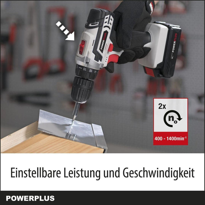 Powerplus Akkuschrauber & Akkubohrer POWC1061 - Akku Schraubendreher 16V, Inkl. 1 x 1,3Ah Akku und L