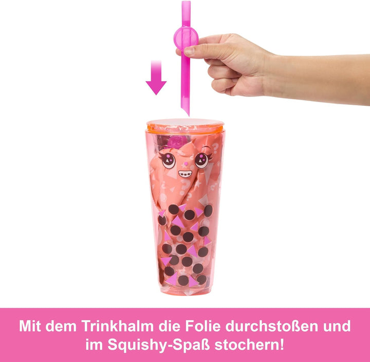 Barbie Pop Reveal Bubble Tea Serie Puppe und Zubehör, duftende Mango-Mochi-Modepuppe mit Haustier, 8