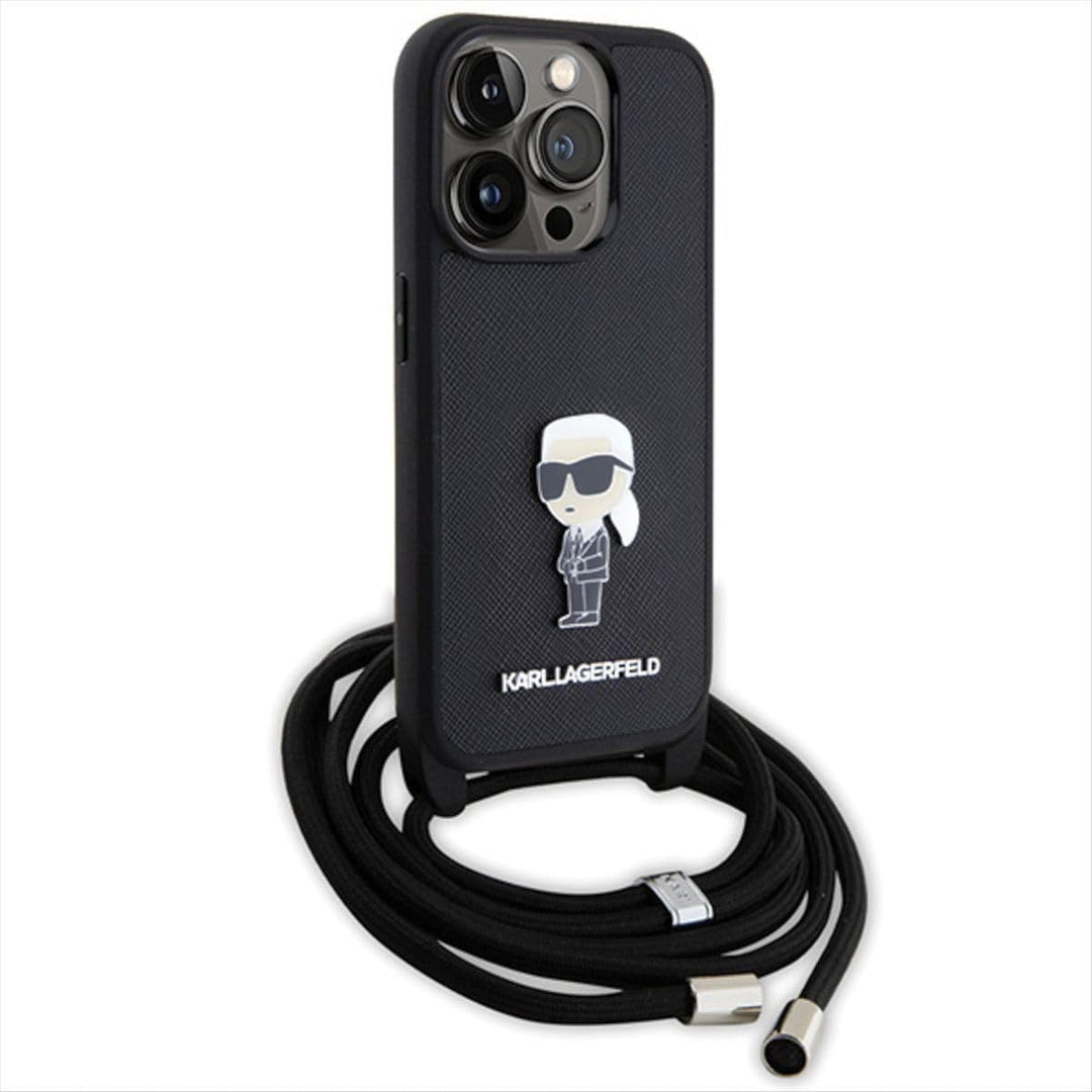 KARL LAGERFELD KLHCP15XSASKNPSK Hülle für iPhone 15 Pro Max 6.7" hardcase Schwarz Crossbody Saffiano