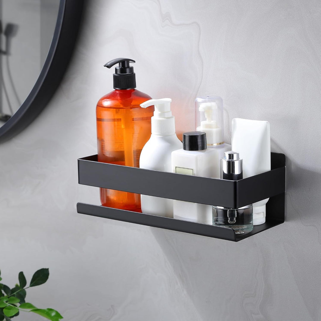 Duschablage Ohne Bohren Schwarz, Duschregal Badregal Ohne Bohren Shampoo Halterung für Dusche Badezi